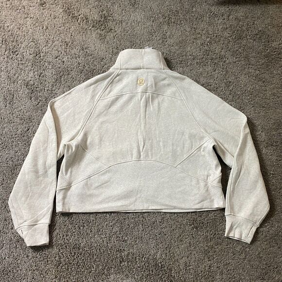 Lululemon Size XL XXL Scuba Oversized Funnel-Neck Half Zip Heathered Bone Gold - Picture 2 of 9